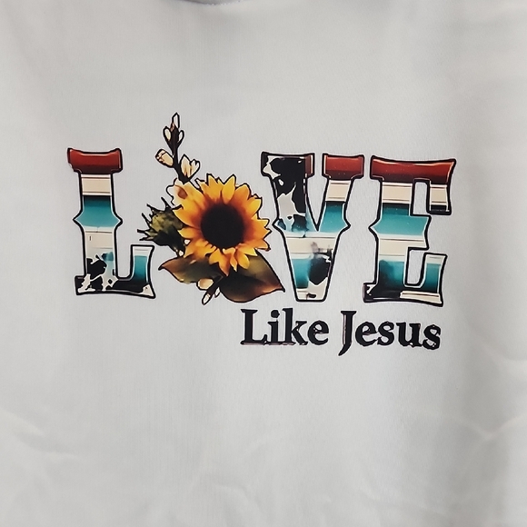 White Hoodie with Love Like Jesus Graphic - Picture 3 of 4